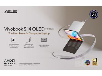 SÜLEARVUTI ASUS VIVOBOOK S 14" OLED 120 HZ, 3K, RYZEN 9 AI, 24 GB, 1 TB