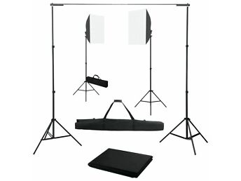 VIDAXL FOTOSTUUDIOKOMPLEKT VALGUSTUSE JA TAUSTAGA, UUS - GARANTII