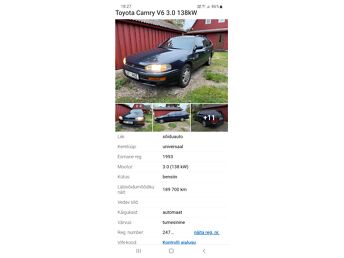 TOYOTA CAMRY XV10 1MZ-FE V6 VAHETUS 138 kW -93
