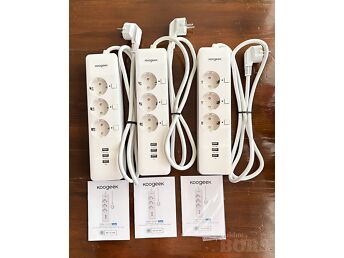 3 TK. KOOGEEK O1EU SMART PIKENDUSJUHE 1,4 M, 3 PISTIKUPESA JA 3 USB.