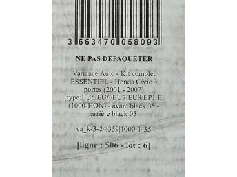 HONDA CIVIC 2001-2007 VALMISLÕIGATUD TOONIMISKILEDE KOMPLEKT