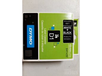 KLEEPKIRJALINT DYMO 19MM, VALGE/MUSTAL D1 TAPE 45811 WHITE/BLACK