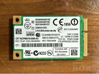 INTEL 5100 WIFI 512AN_MMW 802.11 AGN 300MBPS MINI PCI-E SÜLEARVUTILE