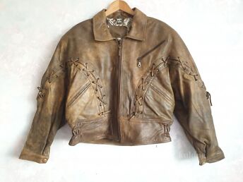 STONE'S CHICAGO VINTAGE NAHKJAKK – XL, AINULAADNE LACE-UP DISAIN! – TÕELINE PÄRL! 🔥
