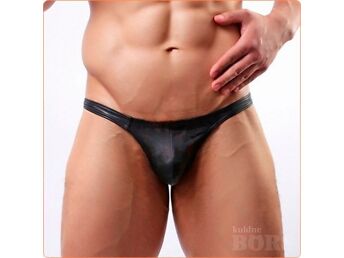 SIMPLE BLACK FAUX LEATHER HOT MEN