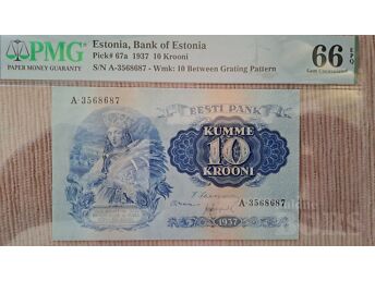 EW 10 KROONI 1937A PMG66 GEM.