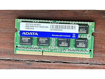 ADATA 1X4GB AD73I1C1674EV / PC3-10600S-999, DDR3 MÄLU SÜLEARVUTILE