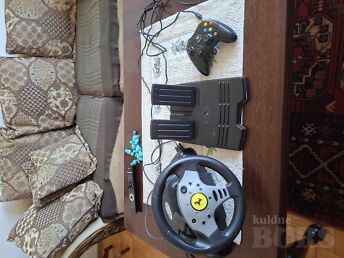 RETRO MÄNGUKOMPLEKT: ORIGINAAL XBOX CONTROLLER S + THRUSTMASTER FERRARI ROOL JA PEDAALID