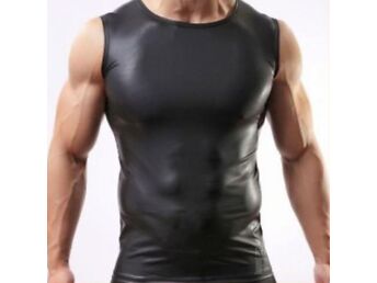 SEXY FAUX LEATHER SLIM VEST FOR MEN
