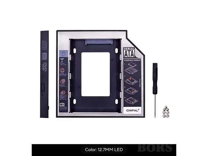 CHIPAL UNIVERSAALNE 12,7 MM SATA 3.0 2,5-TOLLISE SSD VÕI HDD KORPUSE ADAPTER SÜLEARVUTILE.