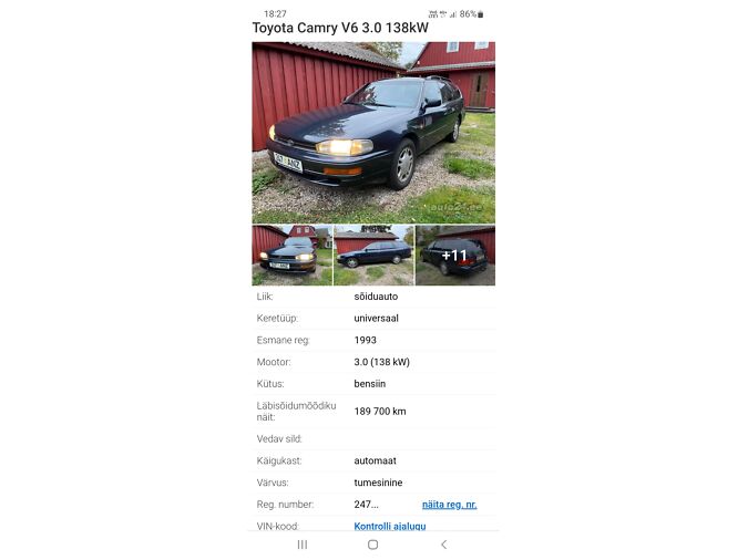 TOYOTA CAMRY XV10 1MZ-FE V6 VAHETUS 138 kW -93