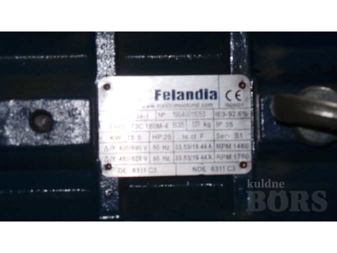 FELANDIA ELEKTRIMOOTOR 18,5 KW. KOOS LISADEGA
