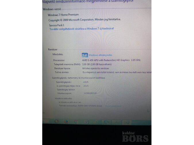 ASUS SÜLEARVUTI AMD E-450, 3GB DDR3, 60GB SAMSUNG SSD 830