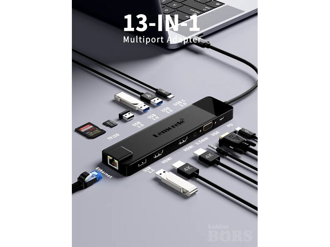 USB C DOKK 2XHDMI 4K 13IN1