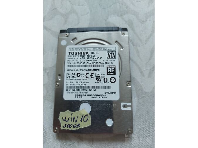 TOSHIBA KÕVAKETAS 500GB, 2,5 TOLLI, PEAL WINDOWS 10 AKTIVEERITUD.
