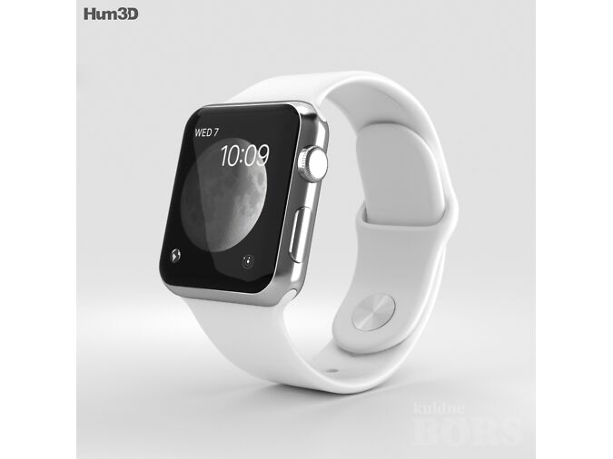 APPLE WATCH SERIES 7 41MM GPS + CELLULAR STAINLESS STEEL CASE WITH WHITE SPORT BAND